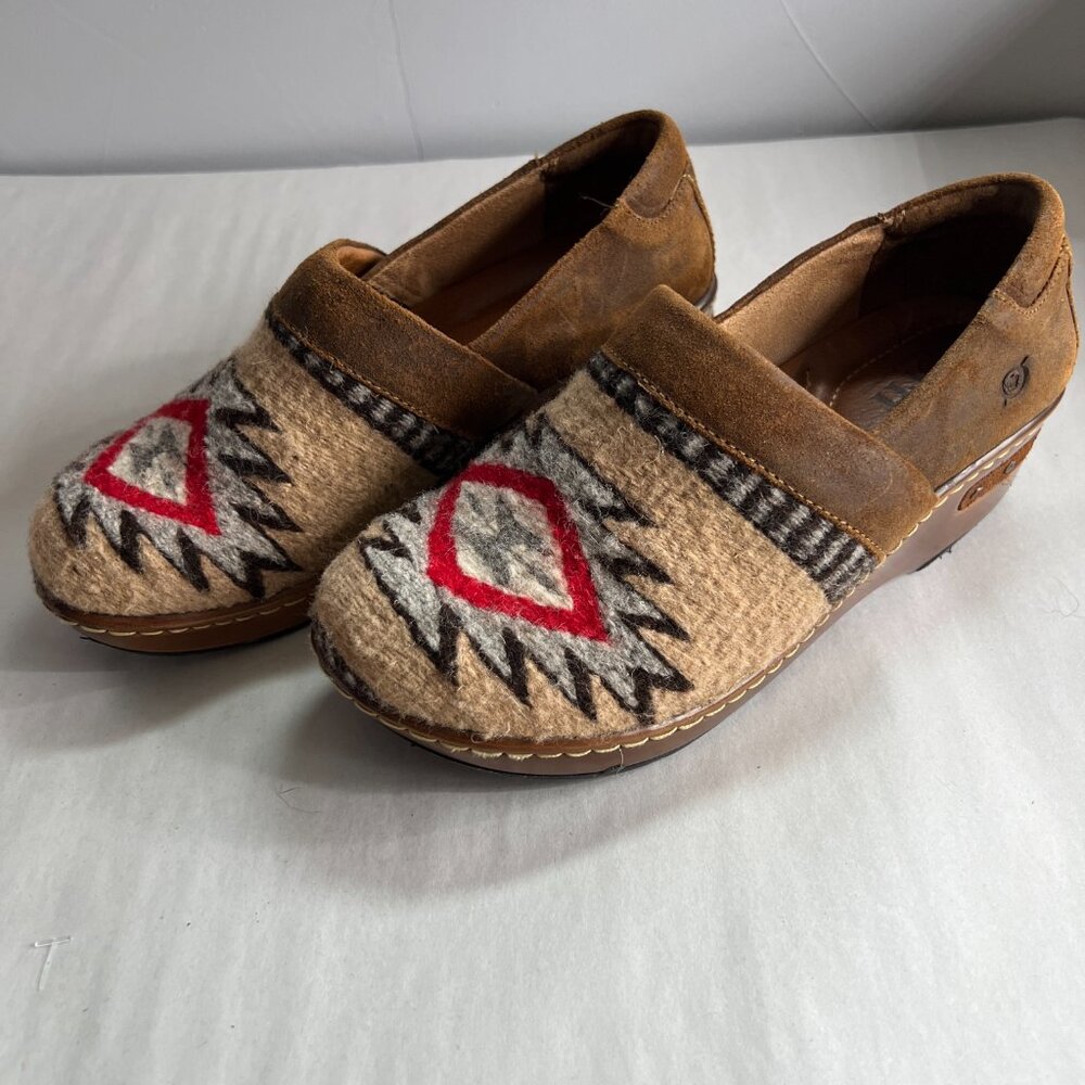 Born Bailie Woven Wool Aztec Leather Clogs Size‎ 6.5 Southwest - Picture 4 of 10